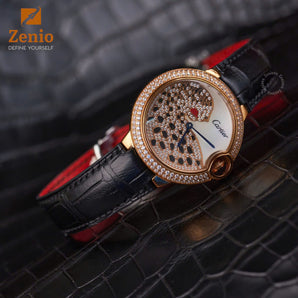 Matte Black Aligator Strap For Cartier Ballon Bleu - New Clasp