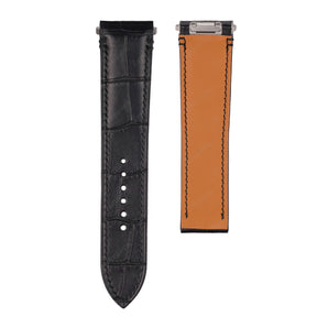 Matte Black Aligator straps for Cartier Santos - Classic clasp