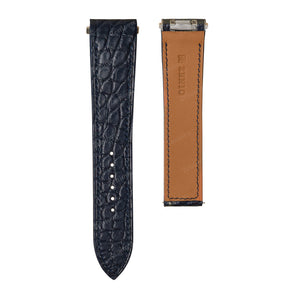 Matte Black Round Scale Alligator Straps for Cartier Santos - New Clasp
