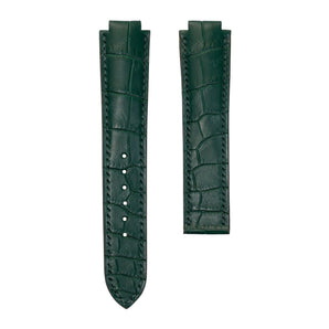 Matte British Green Alligator Strap For Cartier Ballon Bleu - New Clasp