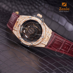 Matte Burgundy Alligator straps for Hublot Bigbang One Click
