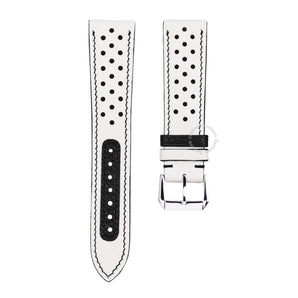 White Alran mix Black Stiching Leather Straps