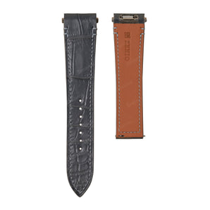 Matte Dark Grey Aligator Strap For Cartier Santos - New Clasp