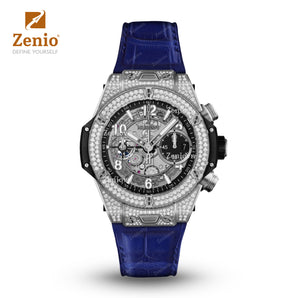 Matte Electric Blue Alligator straps for Hublot Bigbang One Click