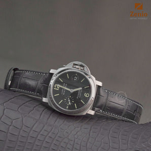 Matte Grey Alligator Mix Baby Blue Stiching Leather Straps for Panerai Radiomir