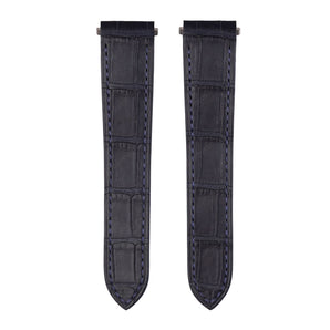 Matte Navy Aligator Strap For Cartier Santos - Classic clasp