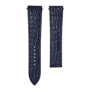 Matte Navy Round Scale Alligator Straps for Cartier Santos - New Clasp