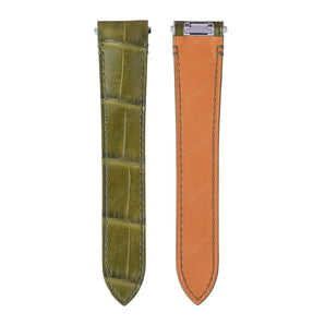 Matte Olive Alligator straps for Cartier Santos