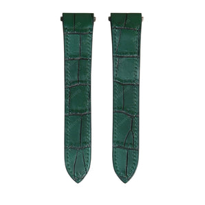 Matte Two Tone Green Alligator Straps for Cartier Santos - New Clasp