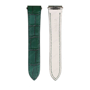 Matte Two Tone Green Alligator Straps for Cartier Santos - New Clasp