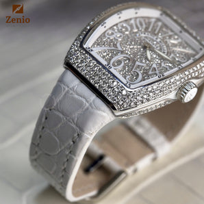 Matte Round Scale White Aligator Strap For Frank Muller Vanguard