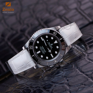 Matte White Alligator Strap for Rolex Submariner