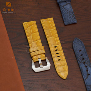 Matte Yellow Alligator Leather Straps for Panerai Radiomir