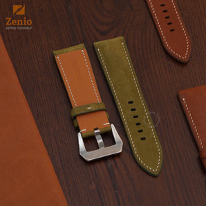 Moss Green Nubuck Ostrich Leather Straps for Panerai Radiomir