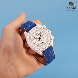 Rally Ocean Blue Swift Moonswatch Moonphase - White Straps