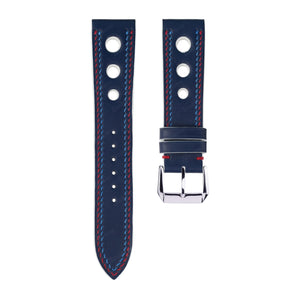 Navy Swift Rally Leather Strap with Red & Blue Stitching