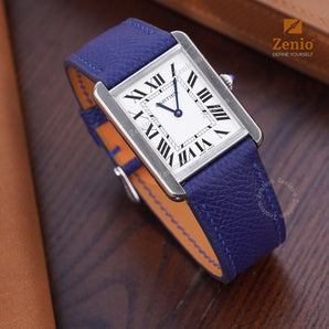 Navy Epsom leather straps for Cartier Tank