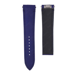 Navy FKM sailcloth-pattern straps for Cartier Santos
