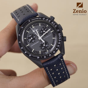 Navy Alran mix White Stiching Leather Straps