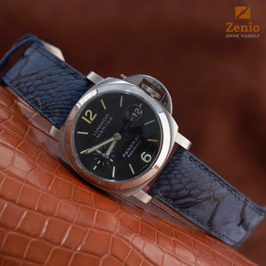 Navy Nubuck Ostrich Leather Straps for Panerai Luminor