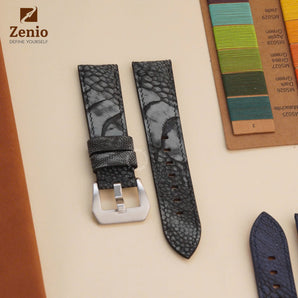 Black Nubuck Ostrich Leather Straps for Panerai Radiomir