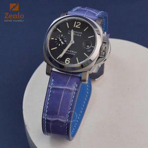 Matte Ocean Blue Aligator Leather Straps for Panerai Radiomir