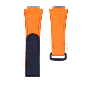 Orange FKM Rubber Sailcloth Pattern Velcro watch straps for Richard Mille