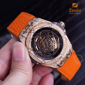 Orange Togo leather straps for Hublot Bigbang One Click