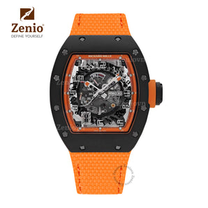 Orange FKM Rubber Sailcloth Pattern Velcro watch straps for Richard Mille