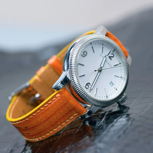 Orange Lizard Leather Watch Strap