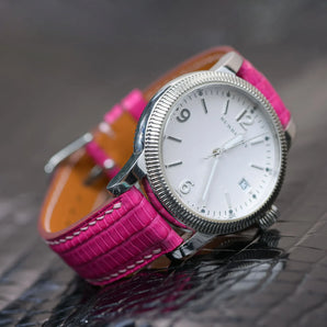 Dark Pink Lizard Leather Watch Strap