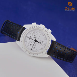 Rally Black mix Blue Moonswatch Moonphase - White  Straps