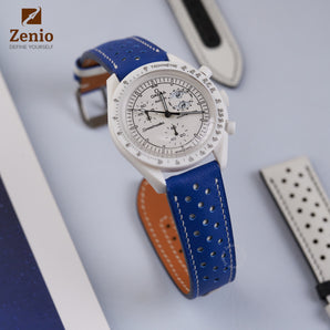 Rally Ocean Blue Swift Strap For Moonswatch Moonphase - White