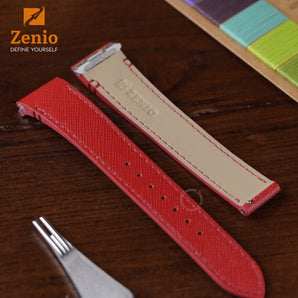 Fire Brick Red Safiano Cartier Santos Straps - New Clasp