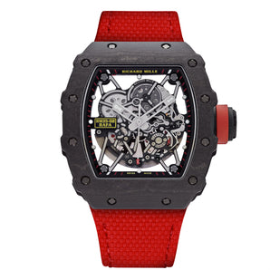 Red FKM Rubber Sailcloth Pattern Velcro watch straps for Richard Mille