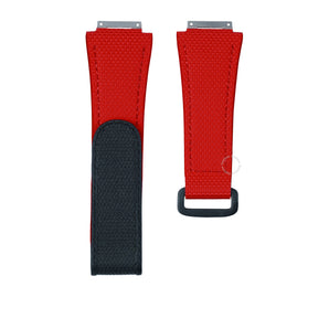 Red FKM Rubber Sailcloth Pattern Velcro watch straps for Richard Mille