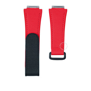 Red FKM Rubber Sailcloth Pattern Velcro watch straps for Richard Mille