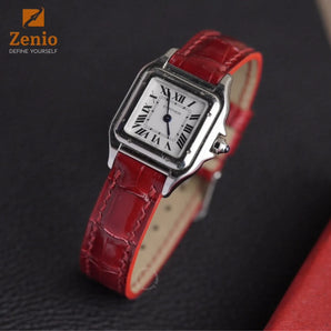 Glossy Cherry Red Alligator Cartier Panthere Straps - Single Clasp