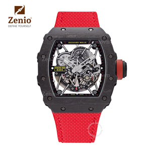 Red FKM Rubber Sailcloth Pattern Velcro watch straps for Richard Mille