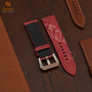 Red Nubuck Ostrich Leather Straps for Panerai Radiomir