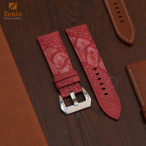 Red Nubuck Ostrich Leather Straps for Panerai Radiomir