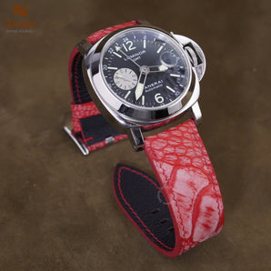 Red Nubuck Ostrich Leather Straps for Panerai Luminor