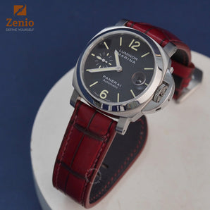 Matte Reddish Brown Aligator Leather Straps for Panerai Luminor
