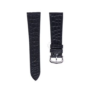 Round Scale Black Alligator Slim Strap For Cartier Tank - Buckle Style