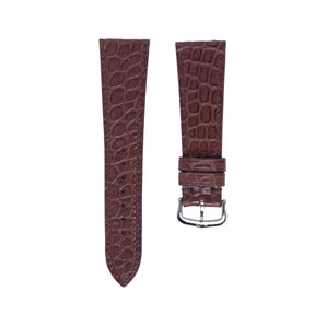 Round Scale Brown Alligator Slim Strap For Cartier Tank - Buckle Style