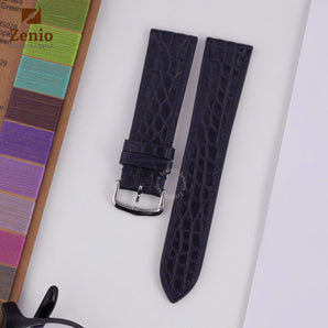 Round Scale Navy Alligator Strap For Cartier Tank - Buckle Style