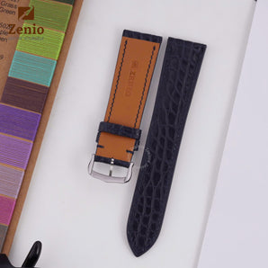 Round Scale Navy Alligator Strap For Cartier Tank - Buckle Style