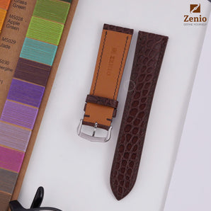 Round Scale Brown Alligator Strap For Cartier Tank - Buckle Style