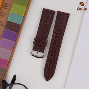 Round Scale Brown Alligator Strap For Cartier Tank - Buckle Style
