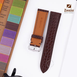 Dark Brown Alliagtor leather straps for Cartier Tank